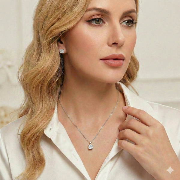 עגילי מואסניט  0.8 קראט בצורת ריבוע בציפוי זהב 18K