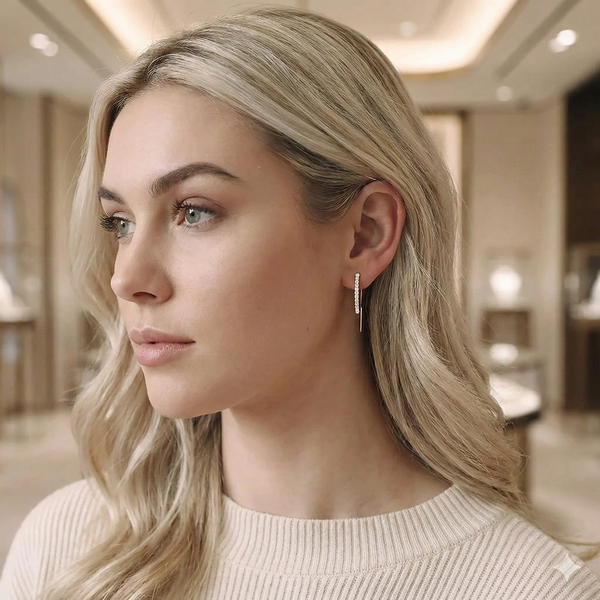 עגילי U  – בשיבוץ 0.16 קראט מואסניט