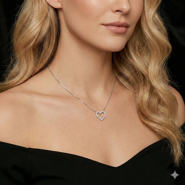 שרשרת לב משובצת אבני מואסניט