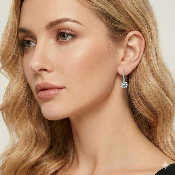 עגילים קלאסיים – בשיבוץ מואסניט 2 קראט