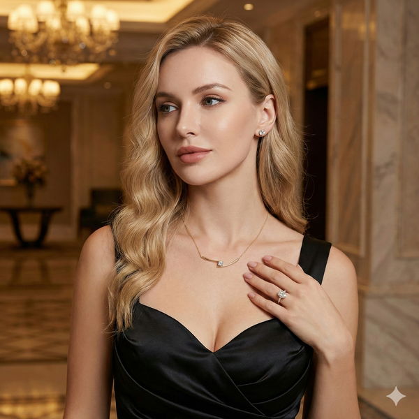 שרשרת מואסניט קלאסית למראה יוקרתי בשיבוץ חצי קראט