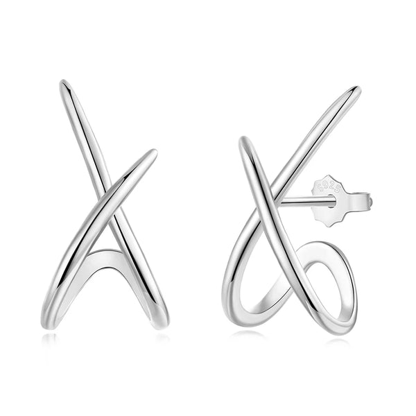 עגילי X (איקס) מצטלבים - כסף 925 בציפוי זהב