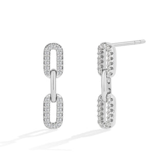 עגילי פייפרקליפ Paperclip משובצים בשילוב מואסניט (0.25 קראט)