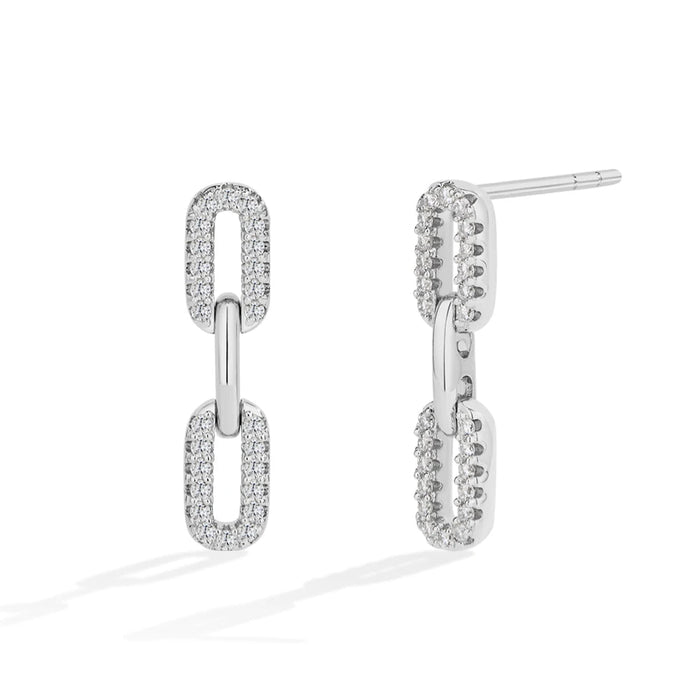 עגילי פייפרקליפ Paperclip משובצים בשילוב מואסניט (0.25 קראט)