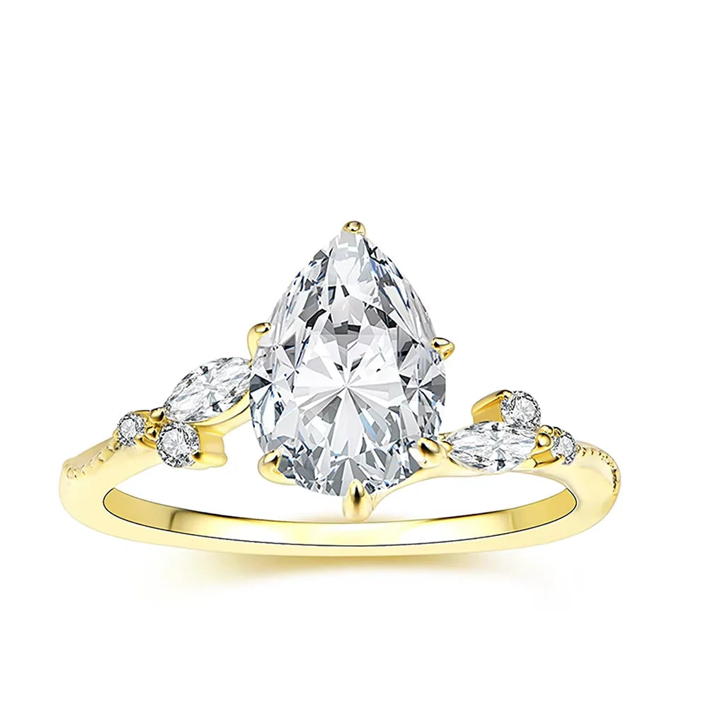 טבעת 2.0 קראט "פיר" (Pear) קלאסית – זהב 14K / 18K